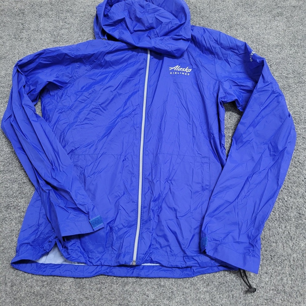 Columbia Jacket Womens Size L Blue Alaska Airlines Hooded Windbreaker Full Zip